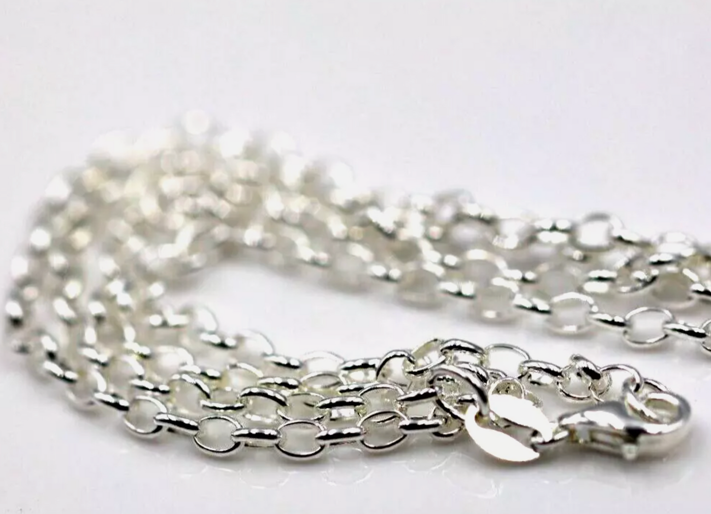 Genuine Sterling Silver 925 45cm Oval Belcher Necklace Chain 2.5mm