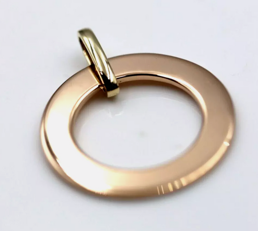 Genuine Solid Two Tone 9ct Rose / Yellow Gold / 375 Engravable Circle Pendant