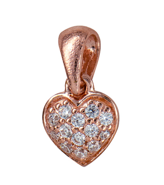 Sterling Silver Small 925 Rose Gold Plate White CZ Heart Pendant