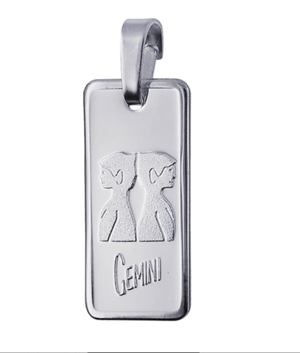 Genuine Fine Silver 2oz Rectangle Zodiac Pendant - All star signs available