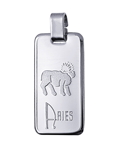 Genuine Large Fine Silver 4GZ Rectangle Zodiac Pendant - All star signs available