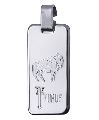 Genuine Large Fine Silver 4GZ Rectangle Zodiac Pendant - All star signs available