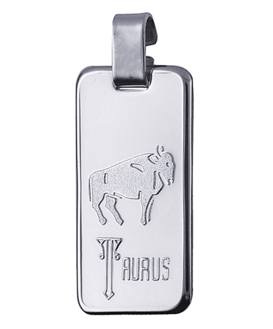 Genuine Large Fine Silver 4GZ Rectangle Zodiac Pendant - All star signs available
