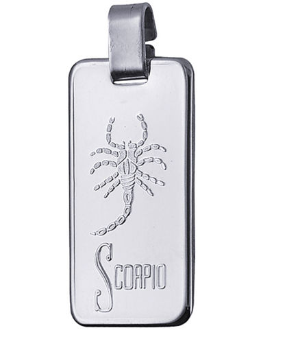 Genuine Large Fine Silver 4GZ Rectangle Zodiac Pendant - All star signs available