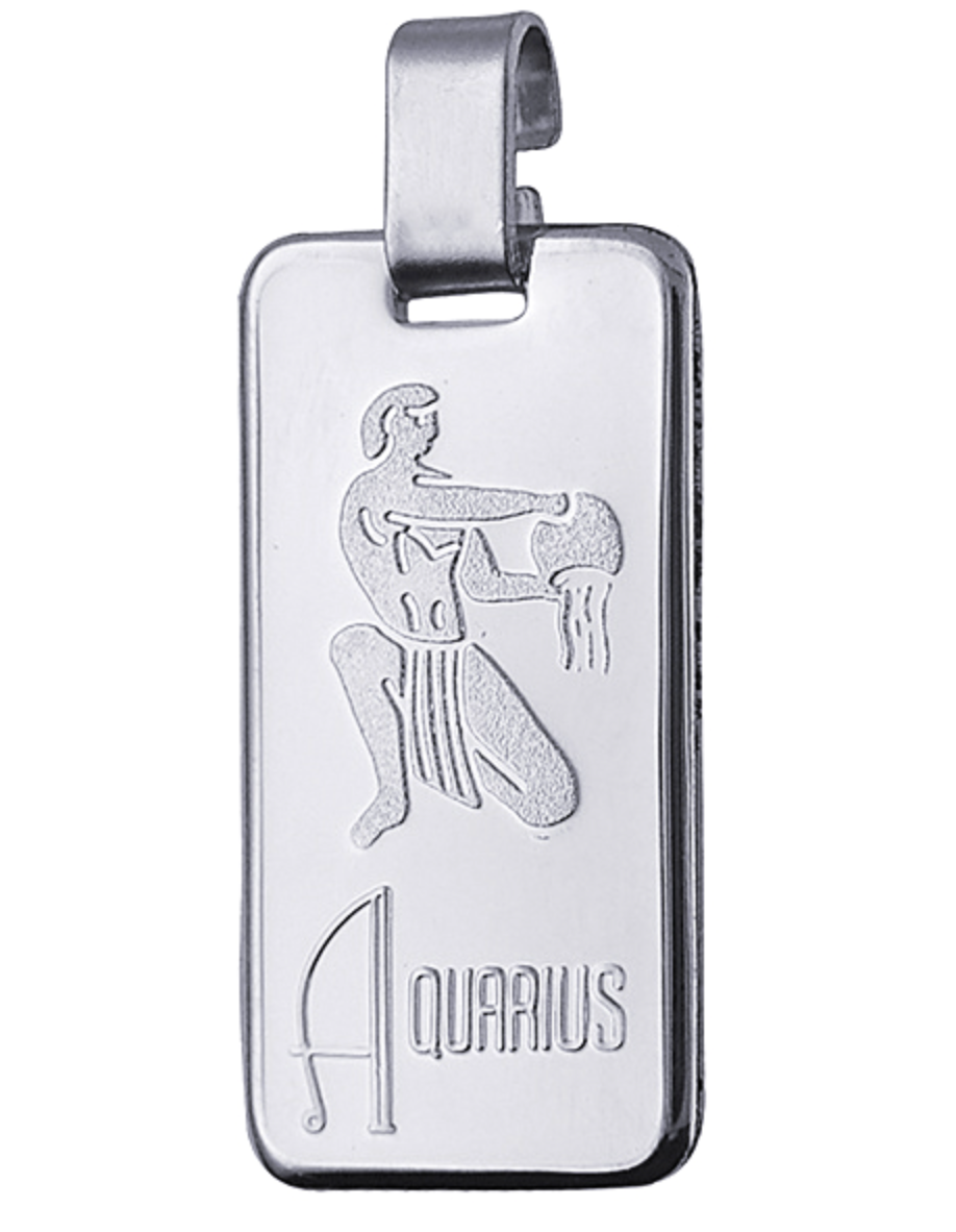 Genuine Large Fine Silver 4GZ Rectangle Zodiac Pendant - All star signs available