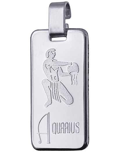 Genuine Large Fine Silver 4GZ Rectangle Zodiac Pendant - All star signs available