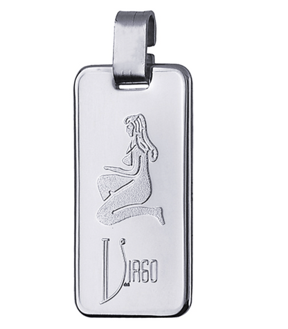 Genuine Large Fine Silver 4GZ Rectangle Zodiac Pendant - All star signs available