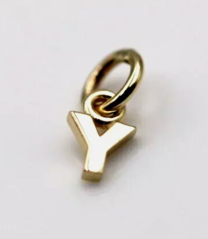 Genuine 9ct 9kt Tiny Very Small Yellow, Rose or White Gold Initial Pendant Charm Y