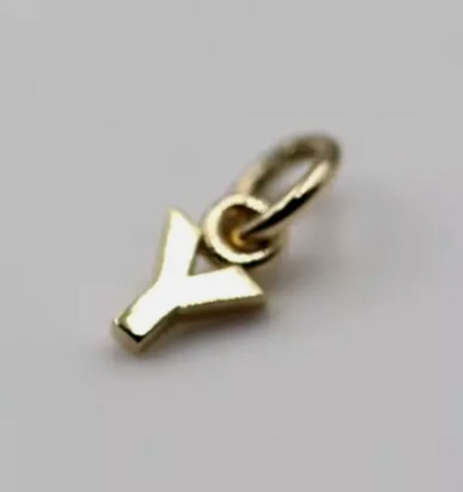 Genuine 9ct 9kt Tiny Very Small Yellow, Rose or White Gold Initial Pendant Charm Y