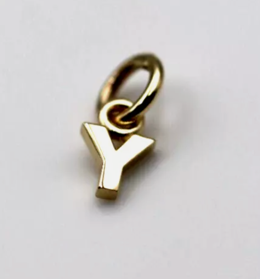 Genuine 9ct 9kt Tiny Very Small Yellow, Rose or White Gold Initial Pendant Charm Y