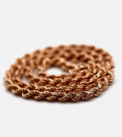 Genuine 9ct 9k Rose  Gold Solid Rope Chain 26.9grams 4.4mm Wide 42cm