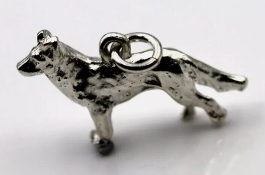 Sterling Silver 925 Large 3D Alsatian Dog German Shepherd Pendant