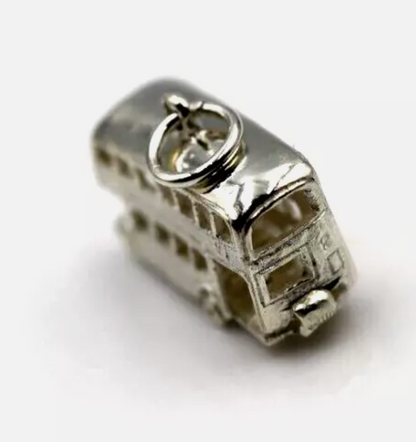 Sterling Silver 925 or 9ct Yellow Gold Double Decker Bus Opening Charm Pendant