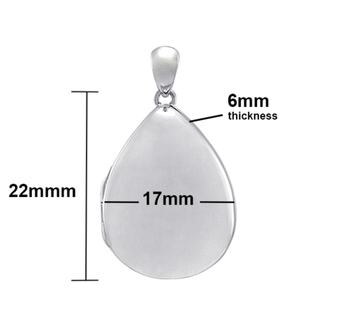 Genuine Sterling Silver 925 Plain Teardrop Locket