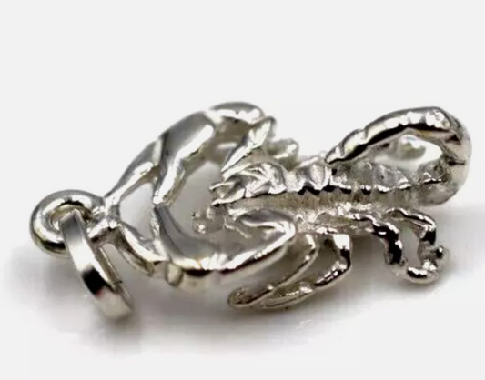 Genuine Large/Med Sterling Silver 925 Scorpio Zodiac Pendant / Charm