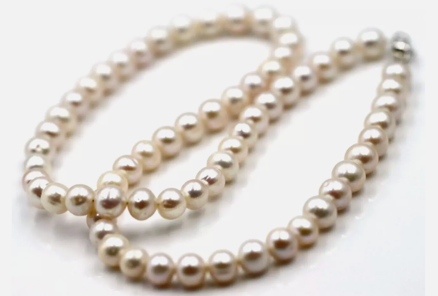 Genuine Sterling Silver Clasp Freshwater 8mm Pearl Necklace Chain 52cm