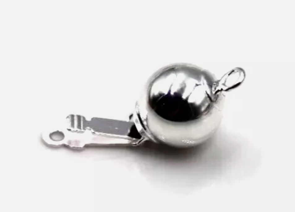 Genuine Sterling Silver 925 8mm Round Pearl Clasp