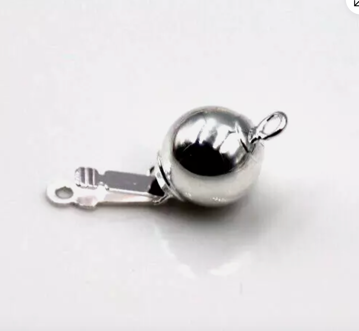 Genuine Sterling Silver 925 8mm Round Pearl Clasp