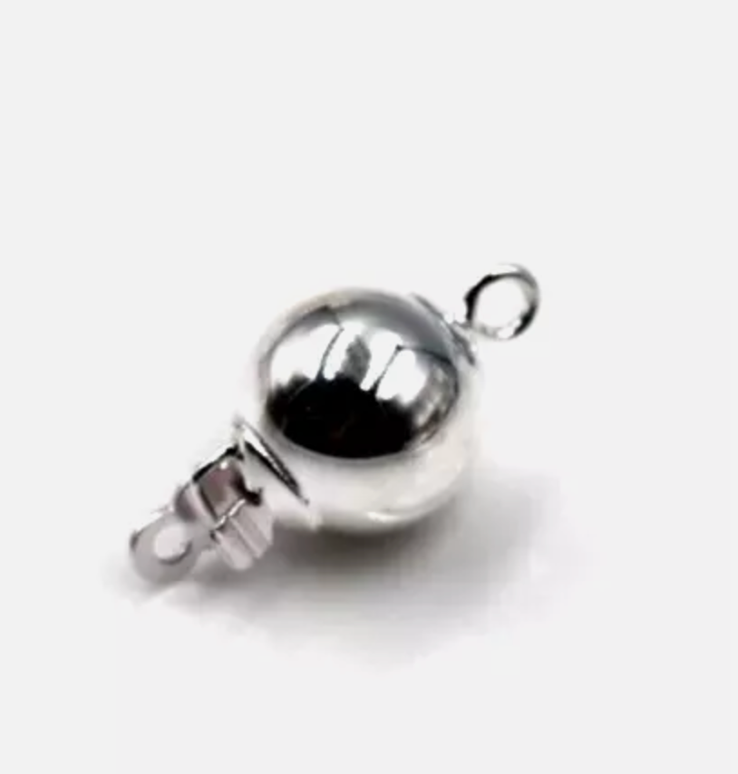 Genuine Sterling Silver 925 8mm Round Pearl Clasp