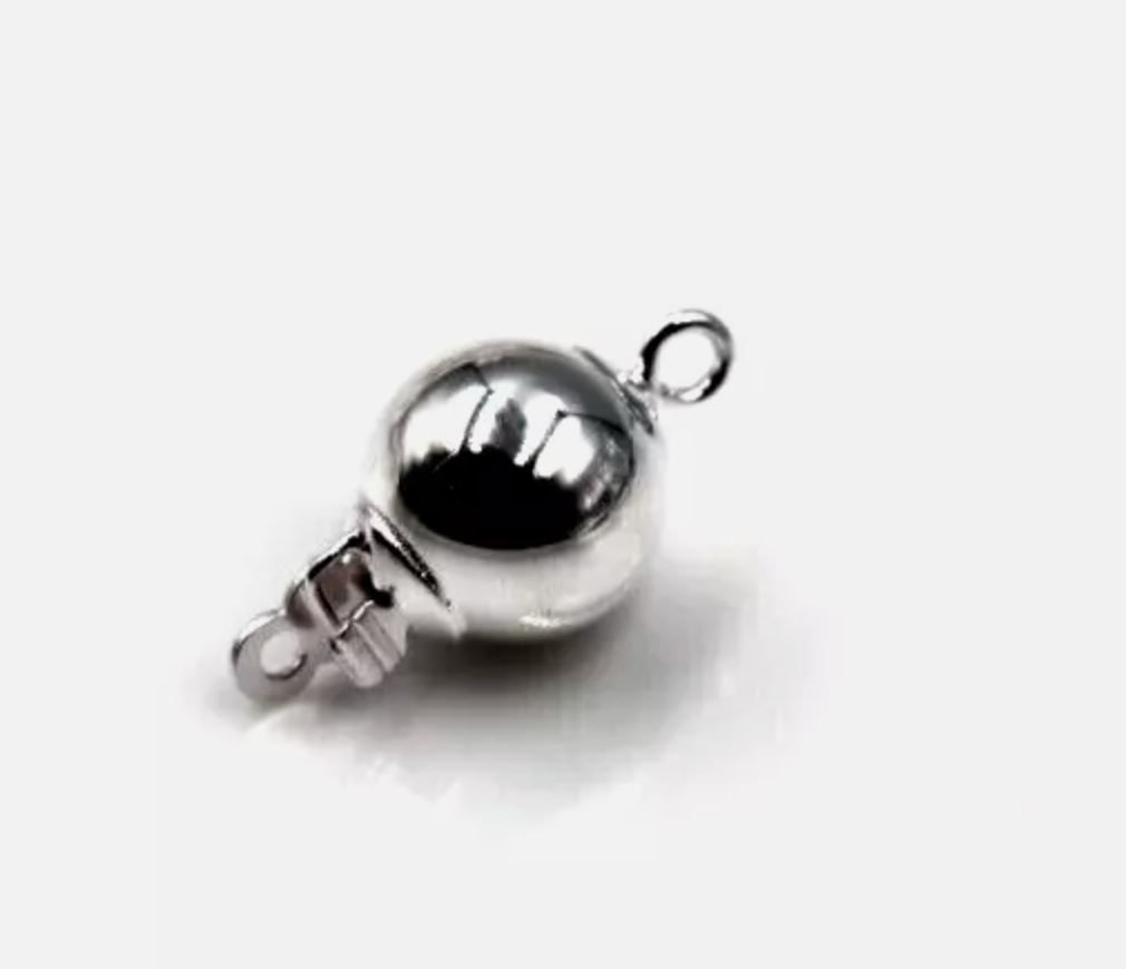 Genuine Sterling Silver 925 8mm Round Pearl Clasp
