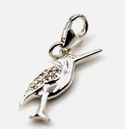 Sterling Silver 925 CZ Bird Charm / Pendant + Lobster Clasp