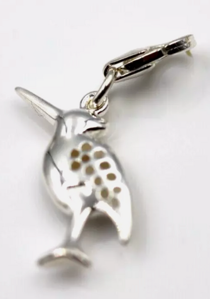 Sterling Silver 925 CZ Bird Charm / Pendant + Lobster Clasp