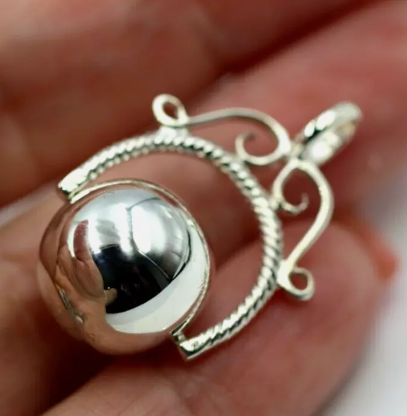Genuine Large Sterling Silver 925 14mm Ball Spinner Pendant