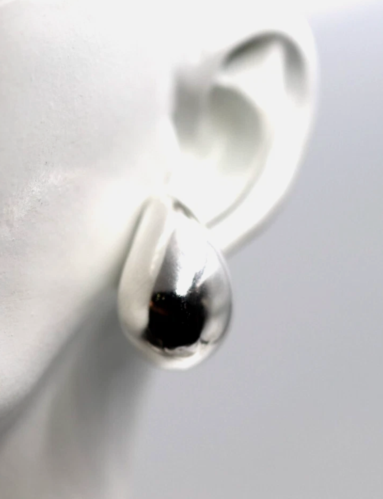 Genuine Large Sterling Silver 925 Bubble Teardrop Tear Drop Stud Earrings