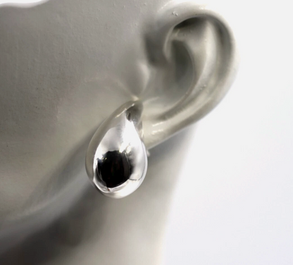 Genuine Large Sterling Silver 925 Bubble Teardrop Tear Drop Stud Earrings