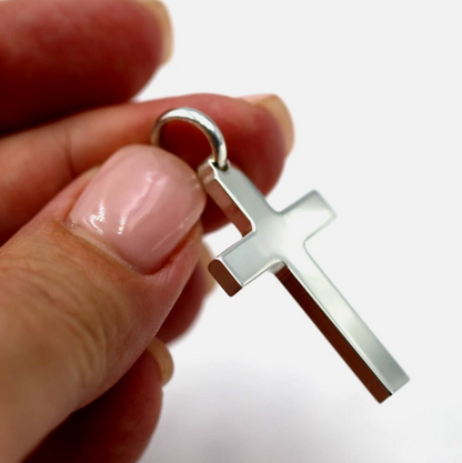 Kaedesigns Genuine Large Sterling Silver Cross Pendant 35mm x 22mm 7mm bail