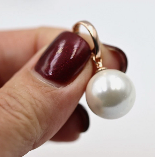 Genuine 9ct 9k 375 Yellow, Rose or White Gold 375 14mm Shell White Pearl Ball Enhancer Pendant