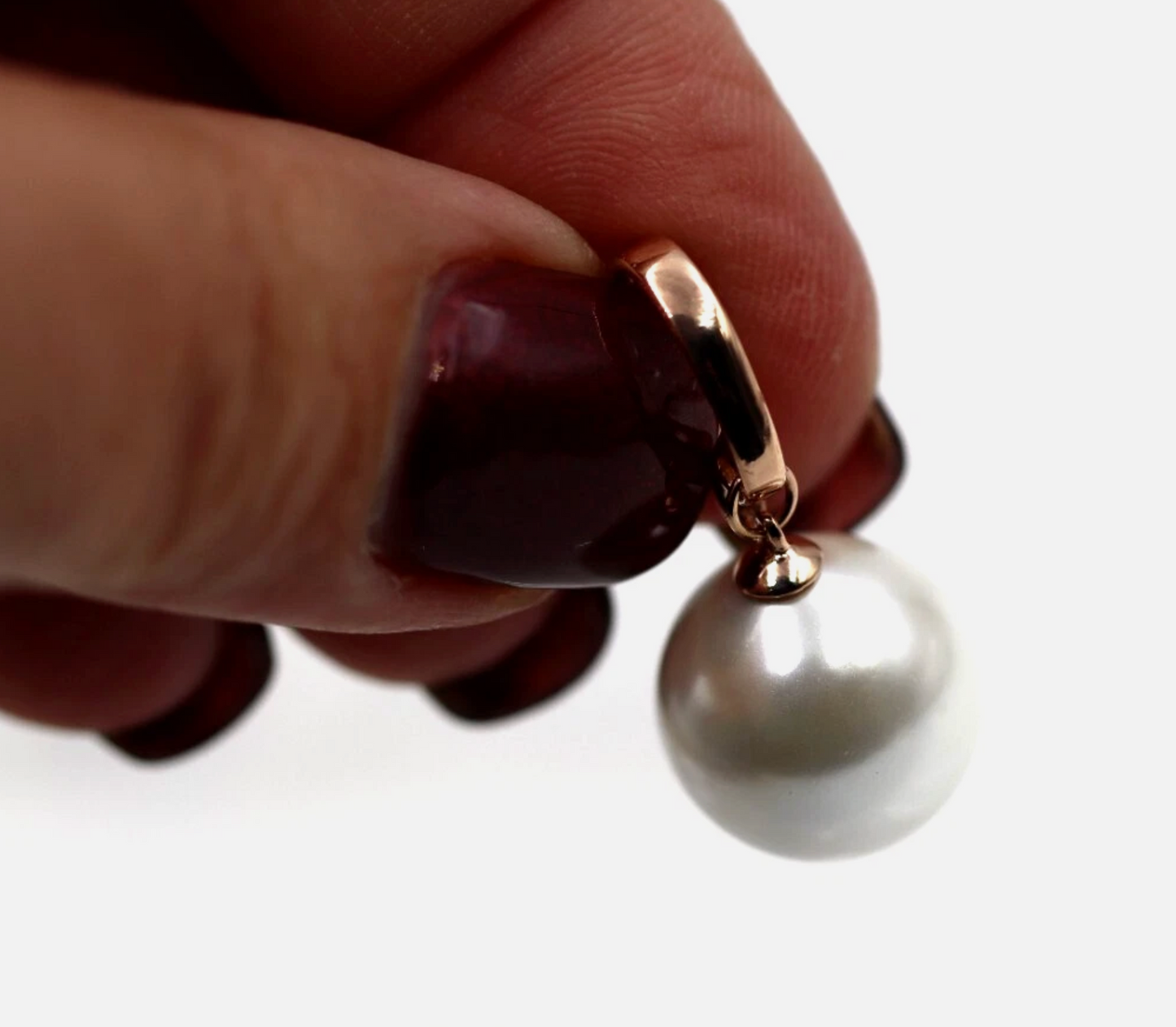 Genuine 9ct 9k 375 Yellow, Rose or White Gold 375 14mm Shell White Pearl Ball Enhancer Pendant