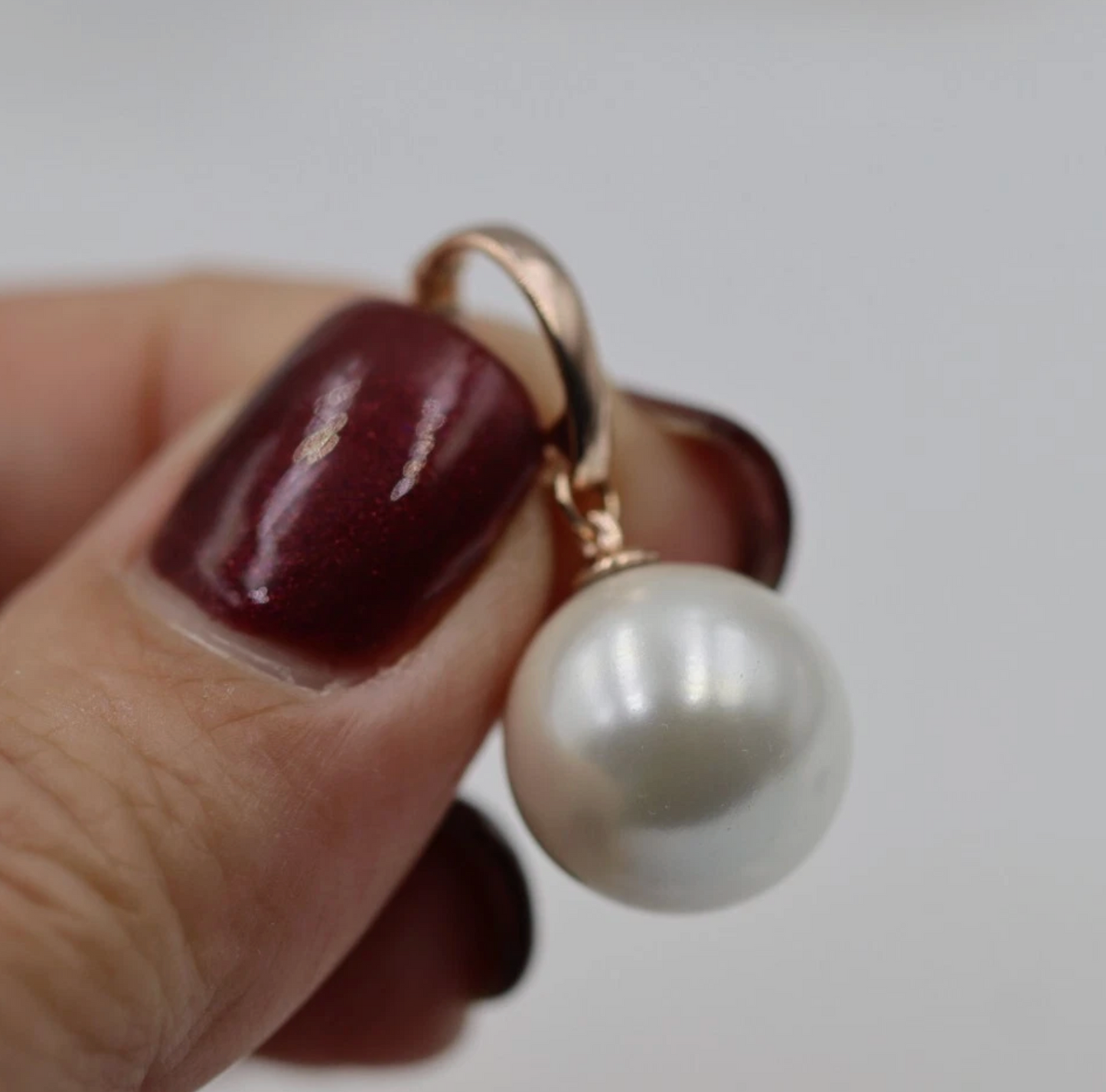 Genuine 9ct 9k 375 Yellow, Rose or White Gold 375 14mm Shell White Pearl Ball Enhancer Pendant