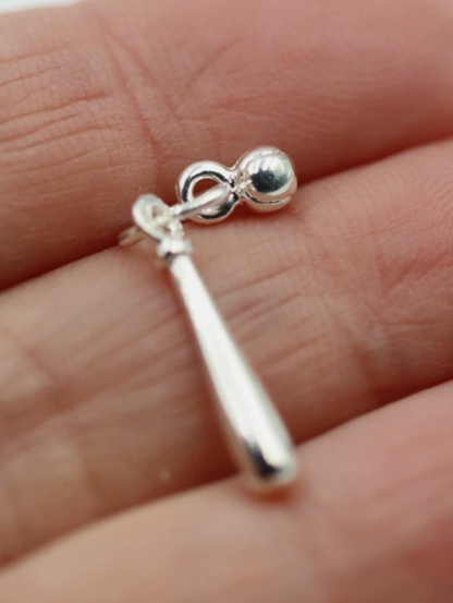 Genuine New Sterling Silver 925 Baseball Bat & Ball Pendant / Charm