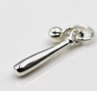 Genuine New Sterling Silver 925 Baseball Bat & Ball Pendant / Charm