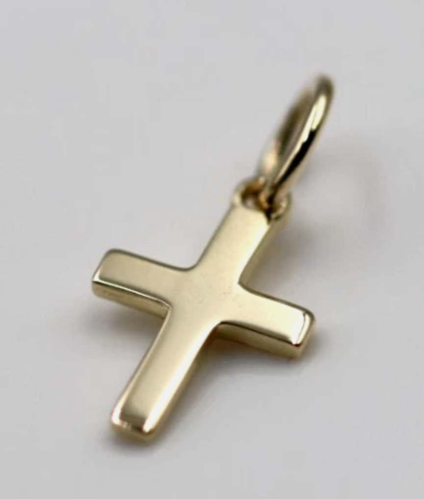 Genuine 9ct 9kt Genuine Tiny Very Small Plain Yellow, Rose or White Gold Cross Pendant Charm