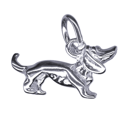 3D Small Genuine Sterling Silver 925 or 9ct Yellow Gold Daschound Sausage Dog Charm / Pendant