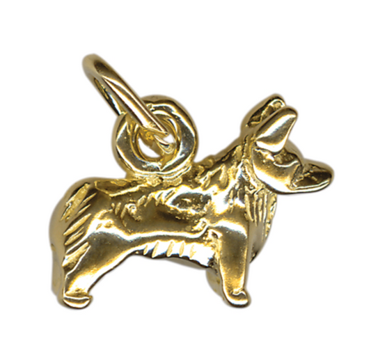 3D Genuine Sterling Silver 925 or 9ct Yellow Gold Corgi Dog Charm / Pendant