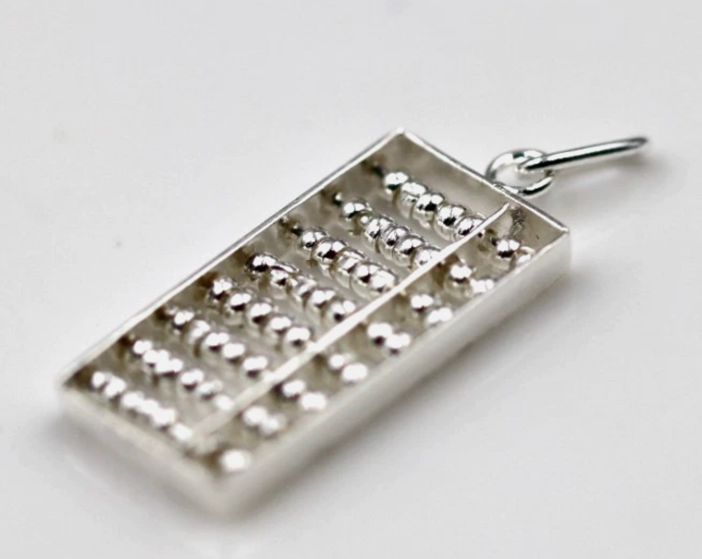Genuine Sterling Silver 925 Abacus with Moving Beads Charm Pendant