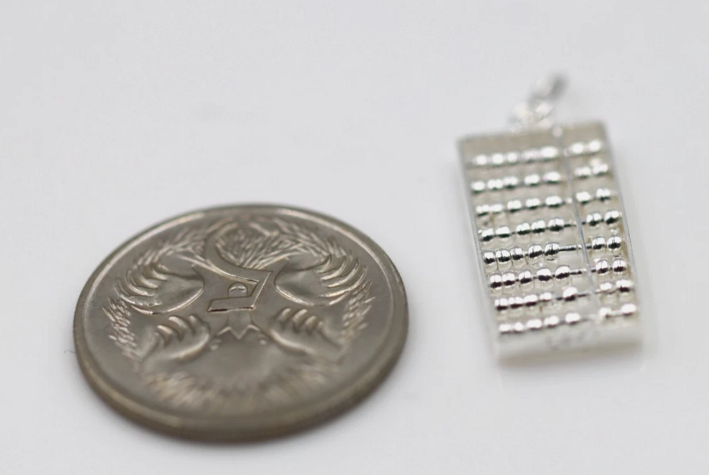 Genuine Sterling Silver 925 Abacus with Moving Beads Charm Pendant