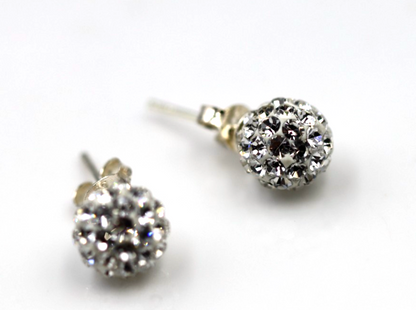 Sterling Silver 925 Cubic Zirconia 8mm Ball Earrings