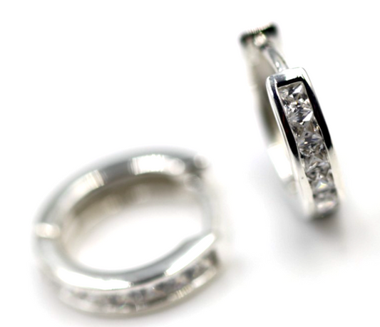 Genuine Sterling Silver 925 14mm Wide Hoop Huggies Huggie Earrings