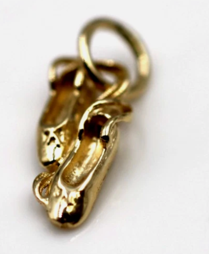 Genuine 9ct 9k 375 Yellow, Rose or White Gold Ballerina Ballet Shoe Slipper Charm Pendant (Copy)