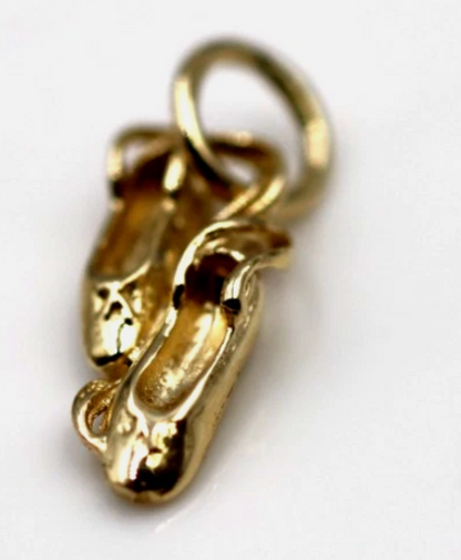 Genuine 9ct 9k 375 Yellow, Rose or White Gold Ballerina Ballet Shoe Slipper Charm Pendant (Copy)