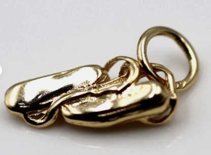 Genuine 9ct 9k 375 Yellow, Rose or White Gold Ballerina Ballet Shoe Slipper Charm Pendant (Copy)
