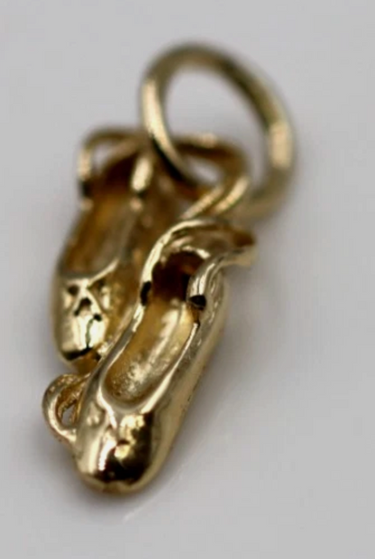 Genuine 9ct 9k 375 Yellow, Rose or White Gold Ballerina Ballet Shoe Slipper Charm Pendant (Copy)