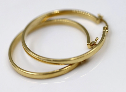 Genuine 18ct 18k 750 Large Hollow Hoops 32 mm Earrings
