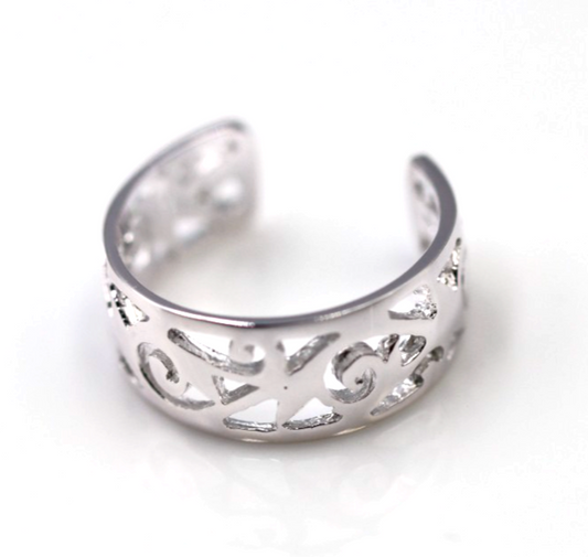 Kaedesigns, Genuine Sterling Silver 925 7mm Wide Filigree Toe Ring