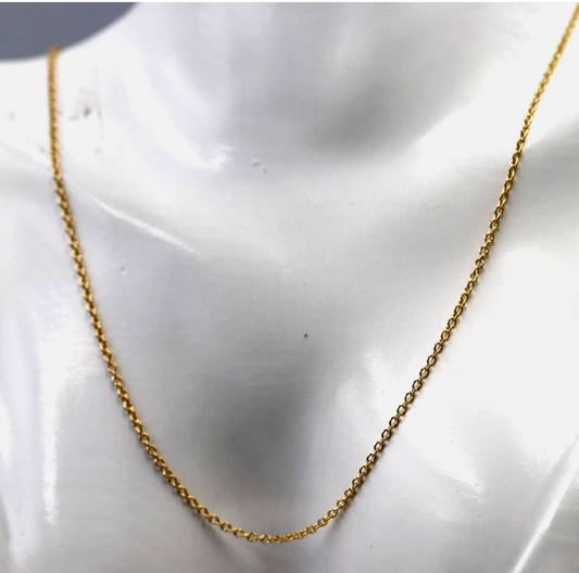 Genuine 47cm 18ct 18k 750 Yellow Gold Cable Necklace Chain 3.5g