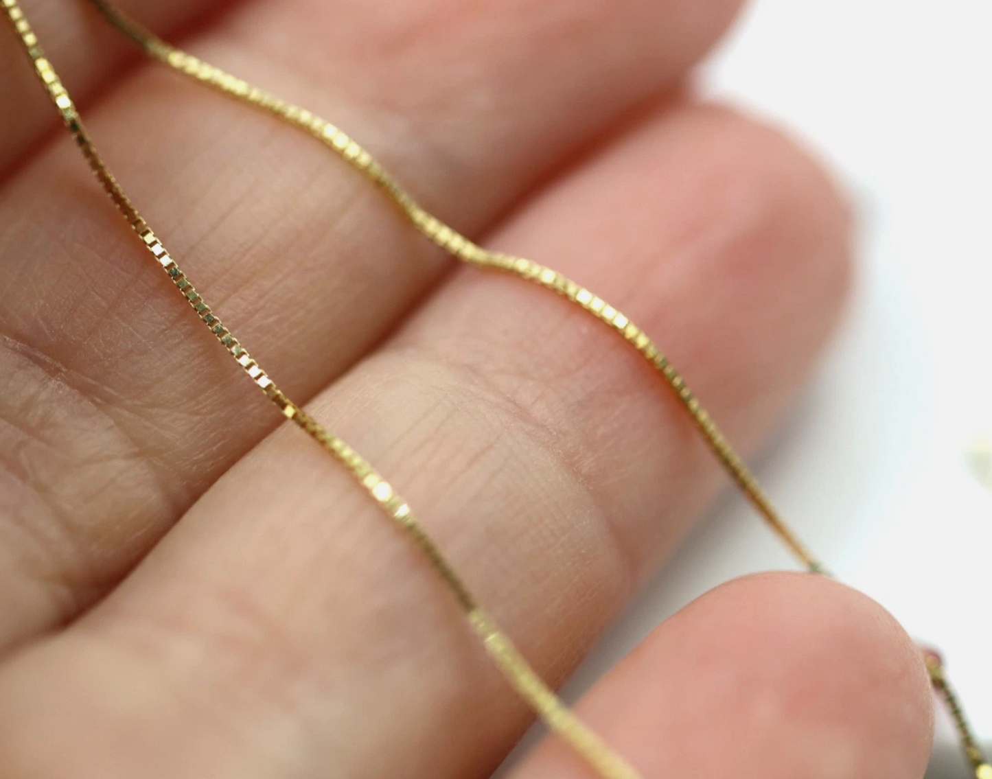 Genuine 18ct 18k 750 Yellow Gold Fine Box Chain 50cm Necklace Chain